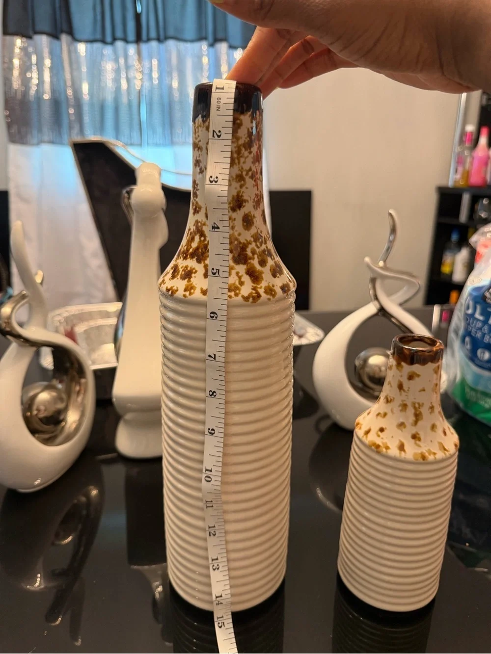 Elegant Cream and Brown Ceramic Vase Set